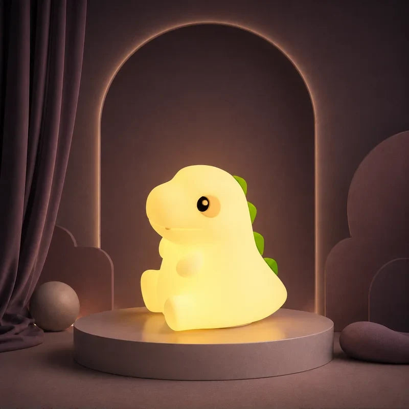 Veilleuse dinosaure tactile rechargeable dans une chambre d’enfant